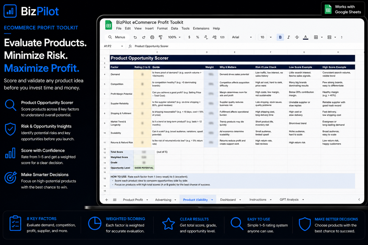 BizPilot eCommerce Profit Toolkit