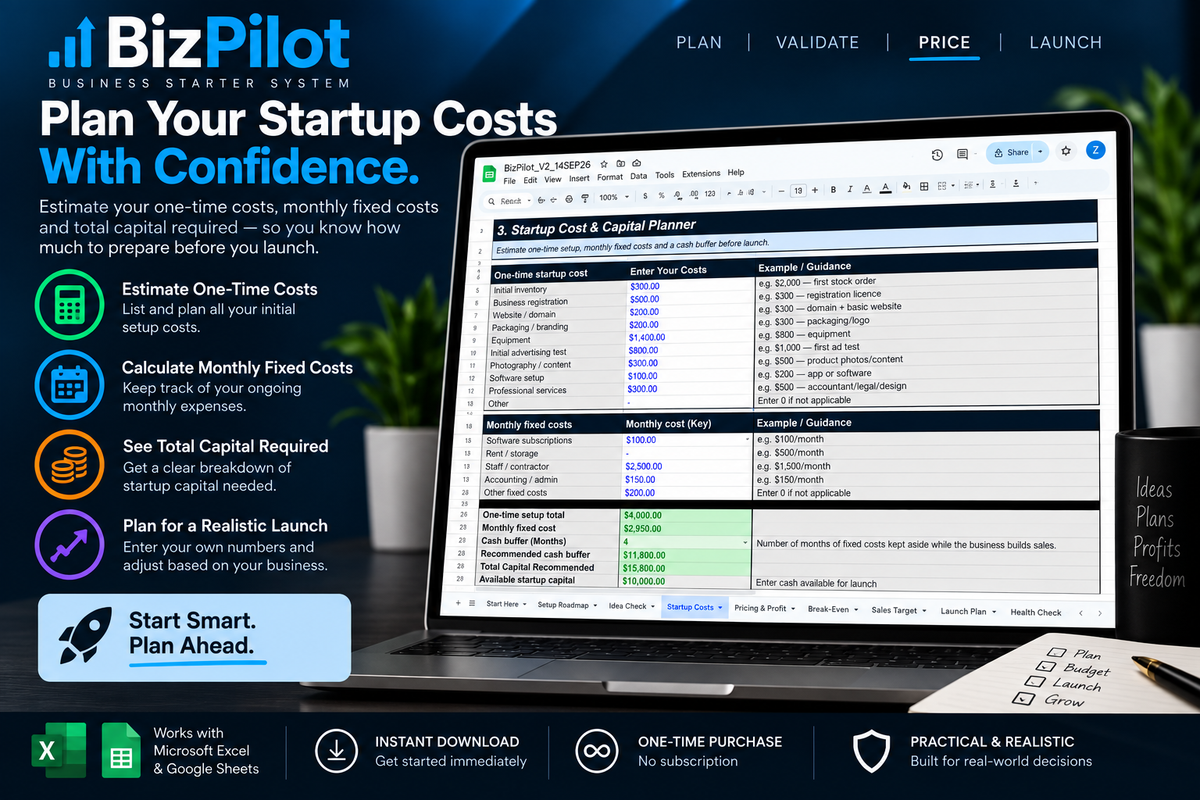 BizPilot Business Starter System – Business Plan & Profit Calculator